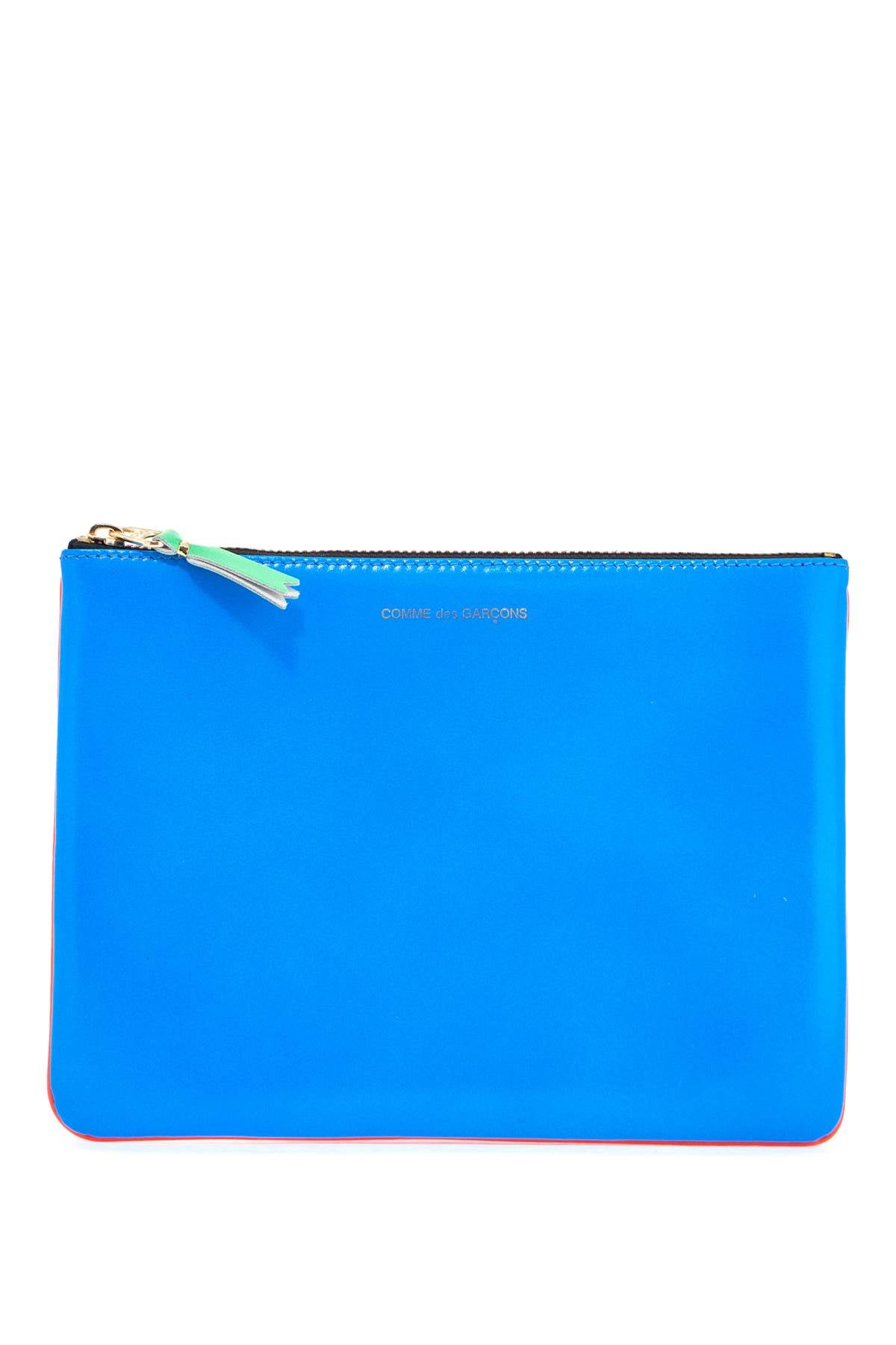 super fluorescent blue goat leather wallet