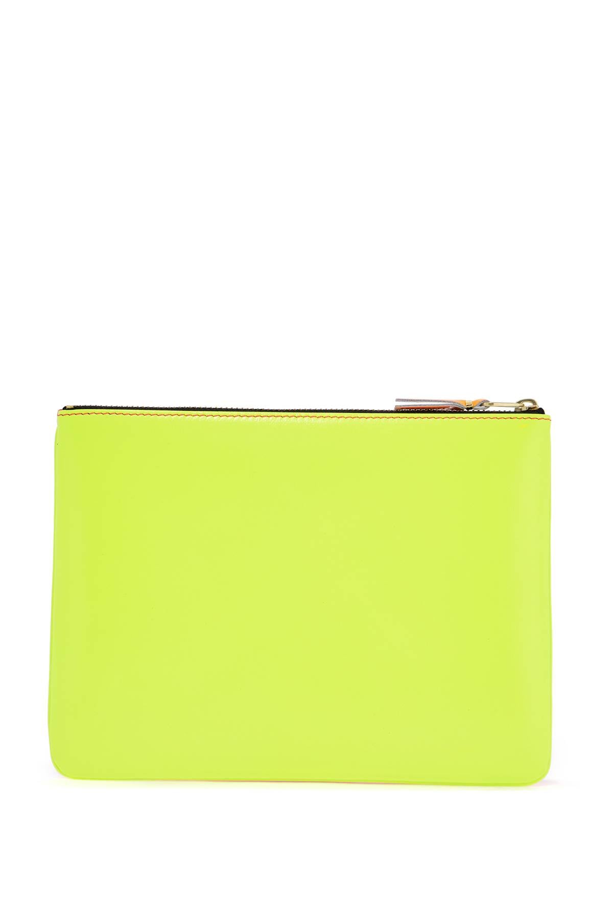 compact wallet in fluorescent pink and yellow goat leather with zip