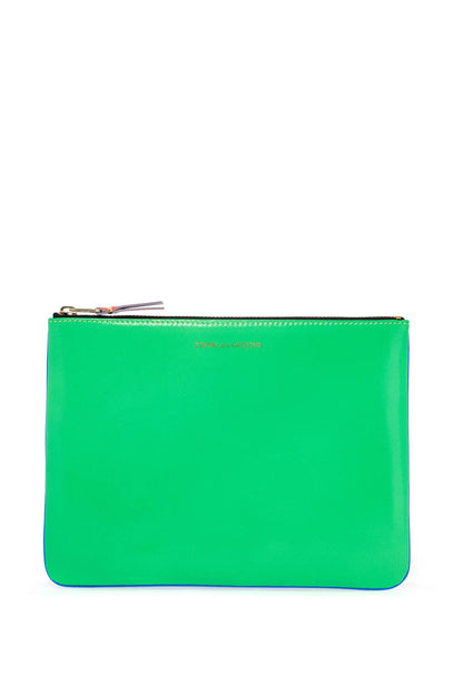 portafoglio super fluo blu verde in pelle di capra unisex sottile con zip