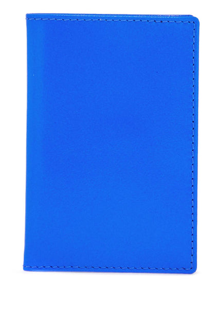 super fluorescent blue goat leather wallet with 3 compartments