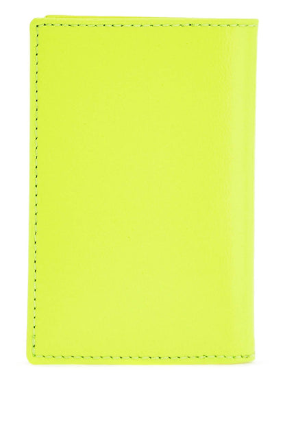 compact wallet in fluorescent yellow goat leather