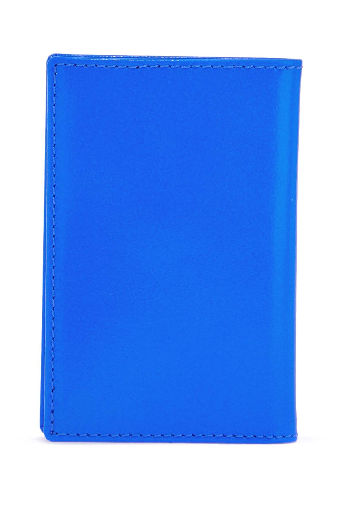 super fluorescent blue goat leather wallet with 3 compartments