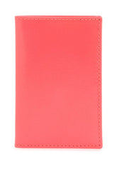 portafoglio compatto unisex rosa fluo in pelle di capra