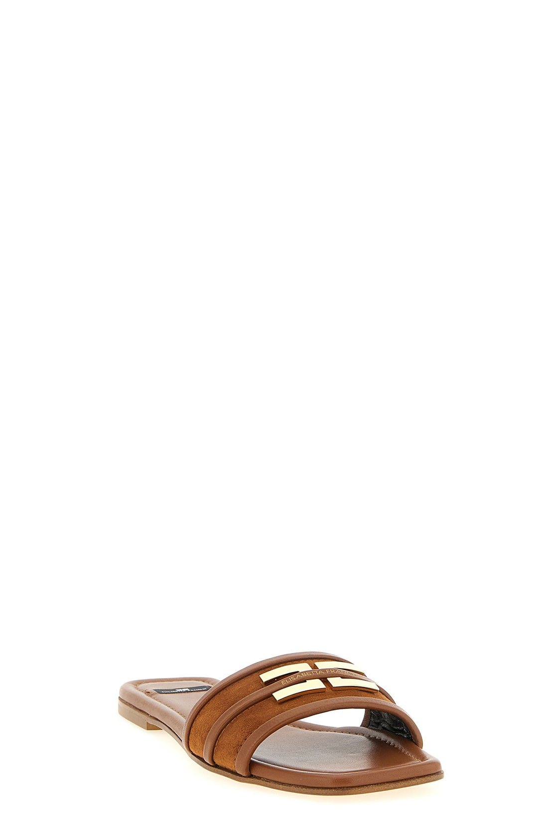 ELISABETTA FRANCHI 39.5 tone-on-tone suede and smooth leather slides