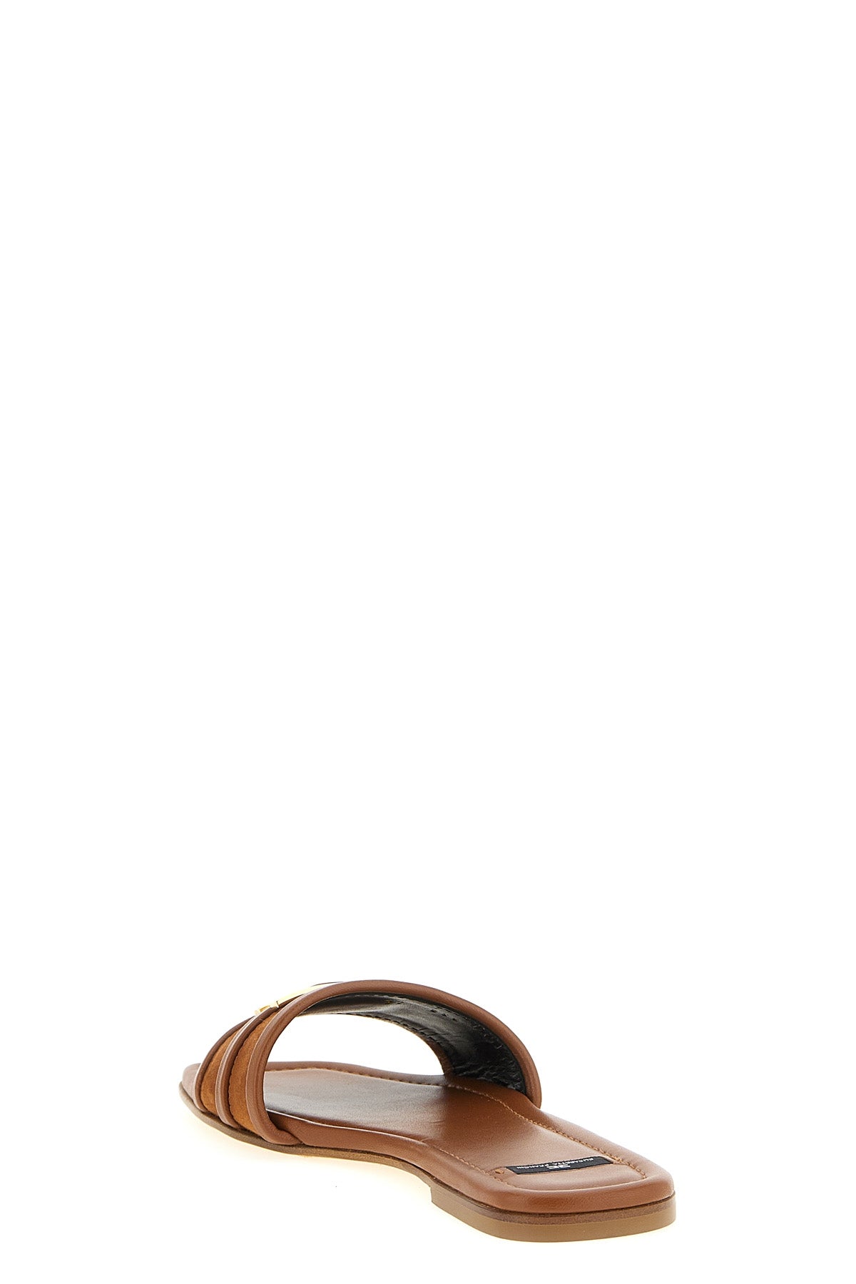 tone-on-tone suede and smooth leather slides