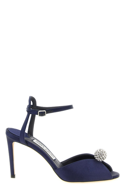jimmy choo sacora sandals feature a structured silhouette in bright navy blue