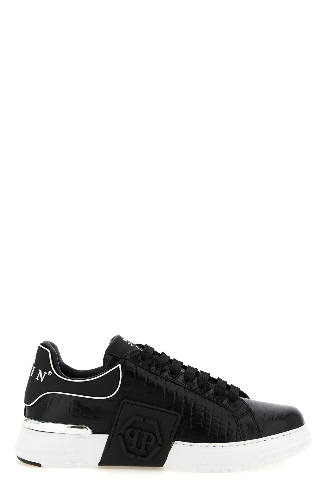 PHILIPP PLEIN 40 phantom kick$ cocco sneakers in premium crocodile-effect print leather