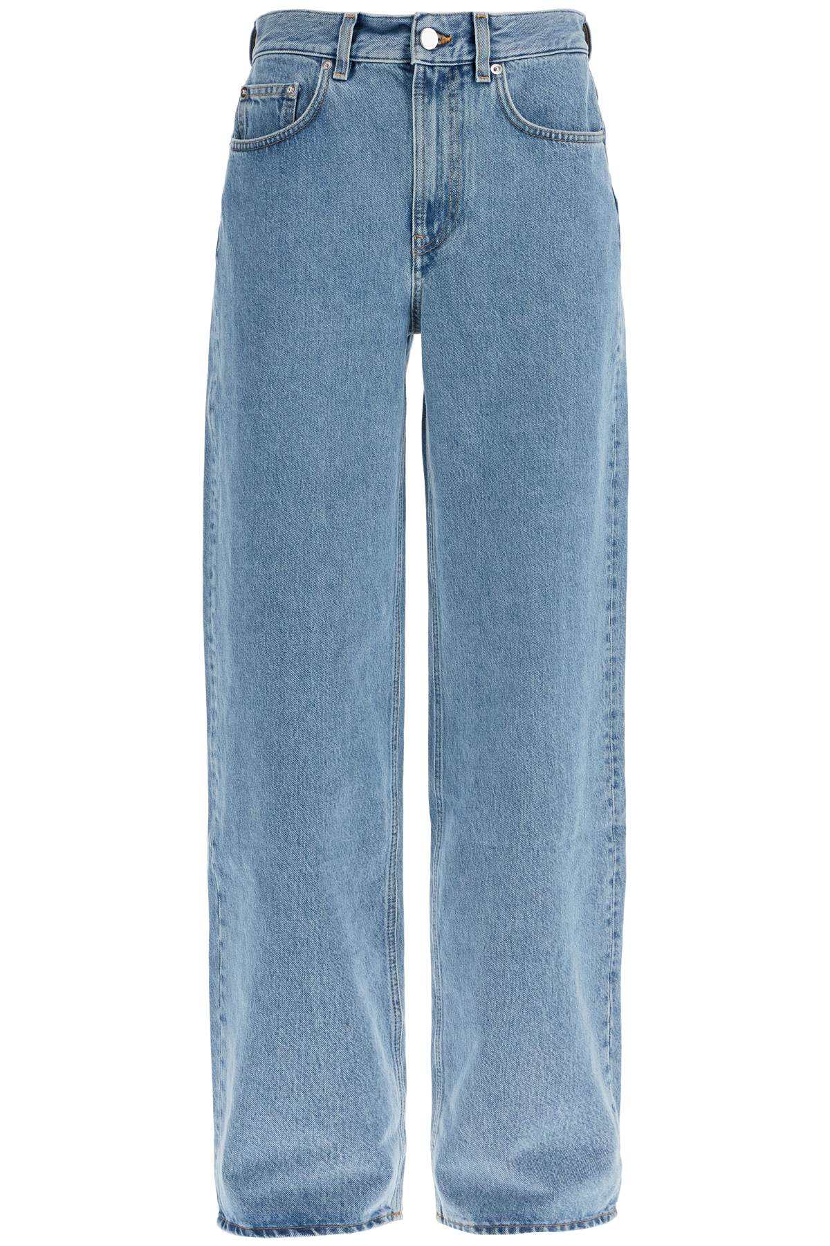 organic denim wide leg high waist light blue washed pants