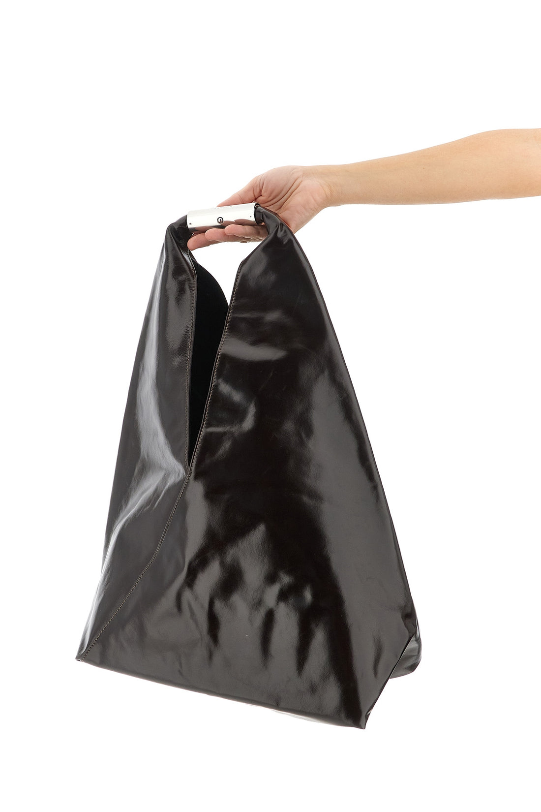 MM6 OS japanese classic semi-gloss leather handbag