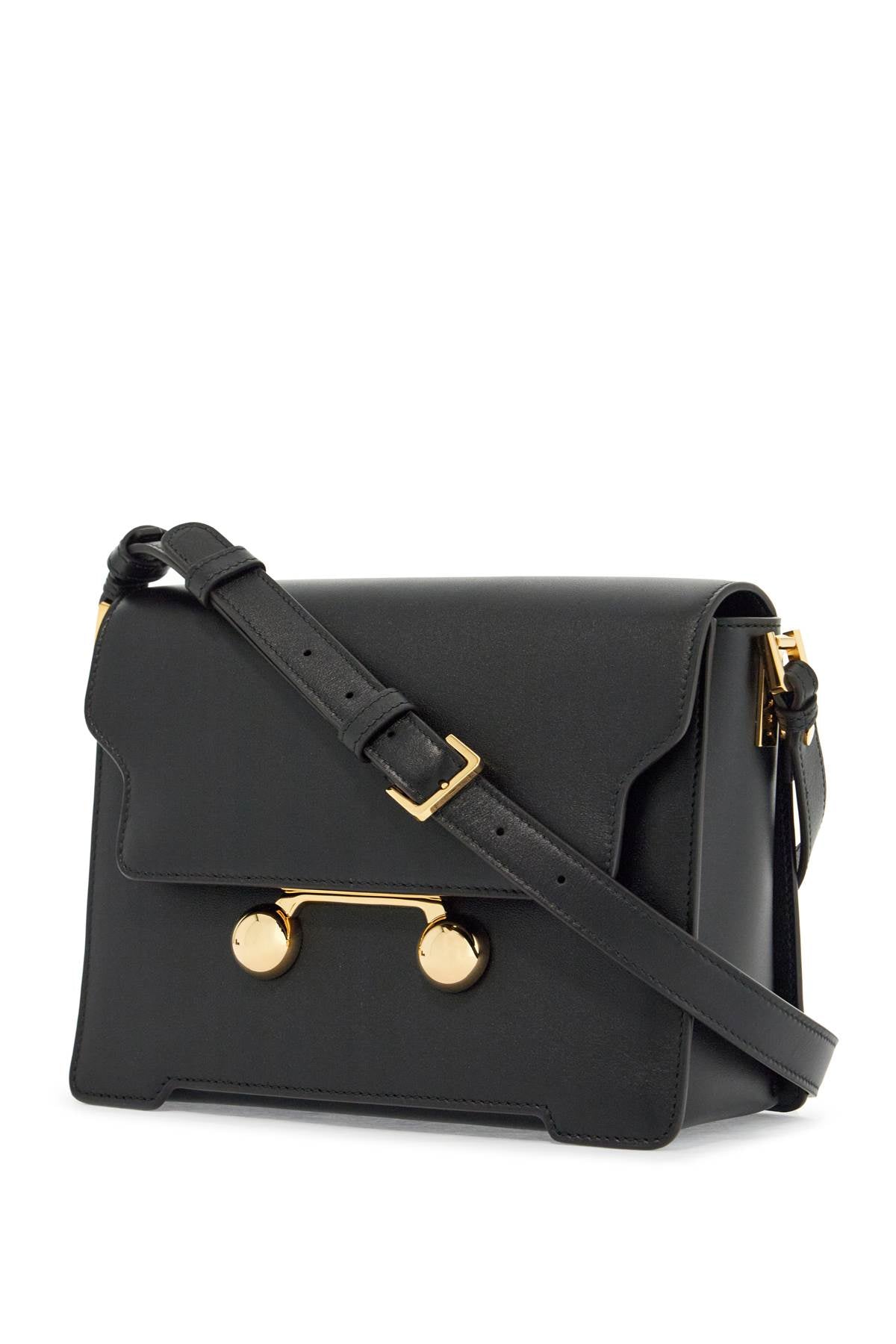 black calfskin shopping bag with distinctive closure