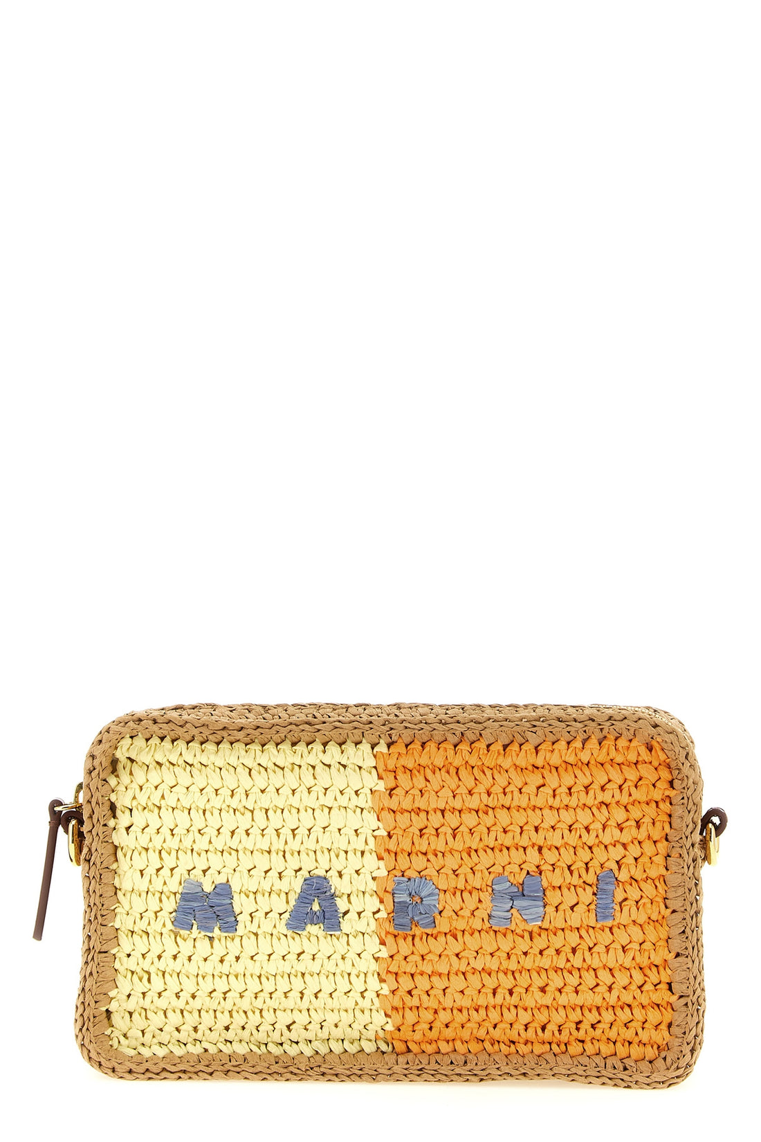 MARNI OS hand-woven raffia paper seaside shoulder strap