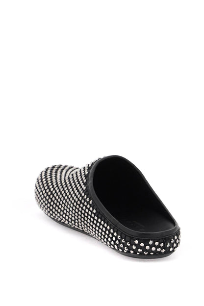 leather fussbett clogs with rhinestones