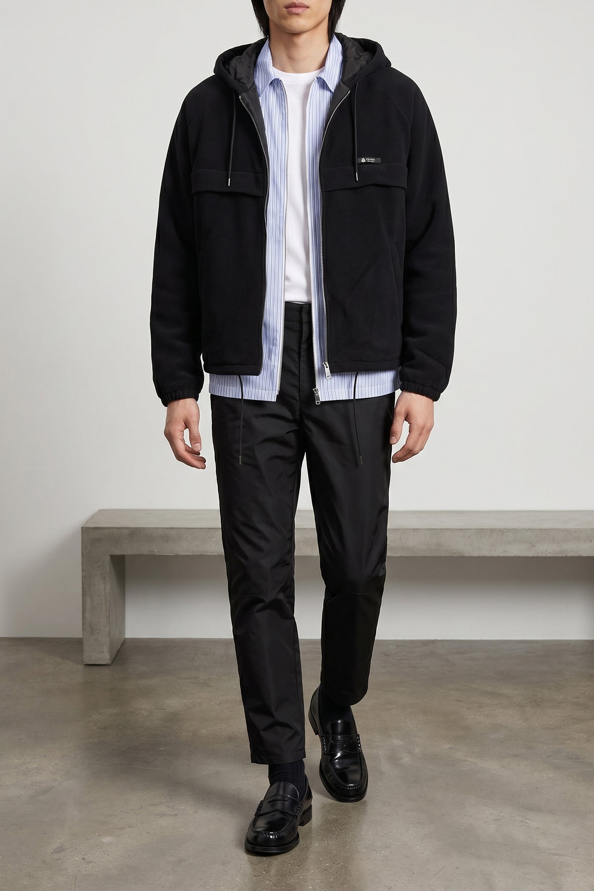 re-nylon shirt in tec stripe