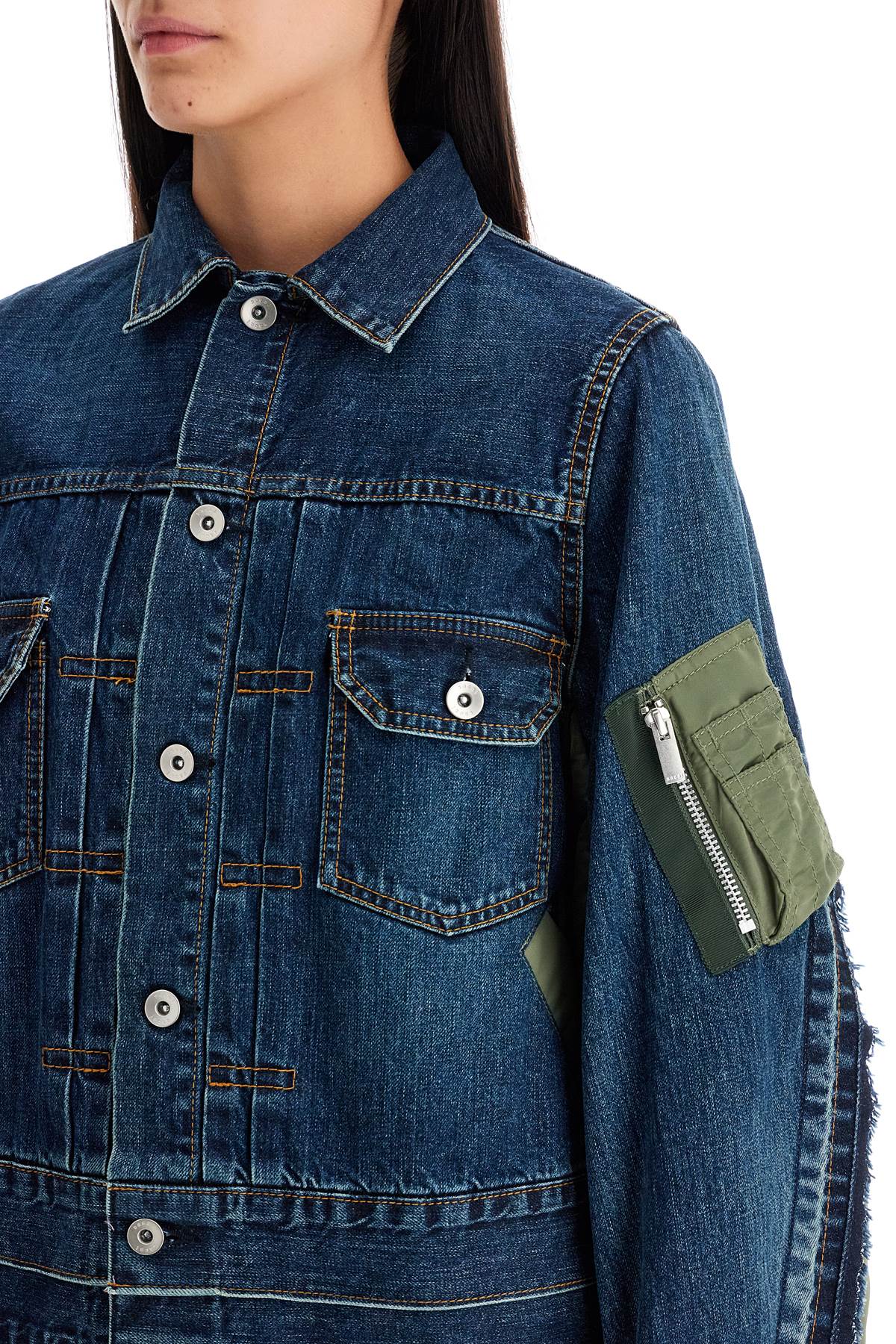 denim and nylon jacket for men