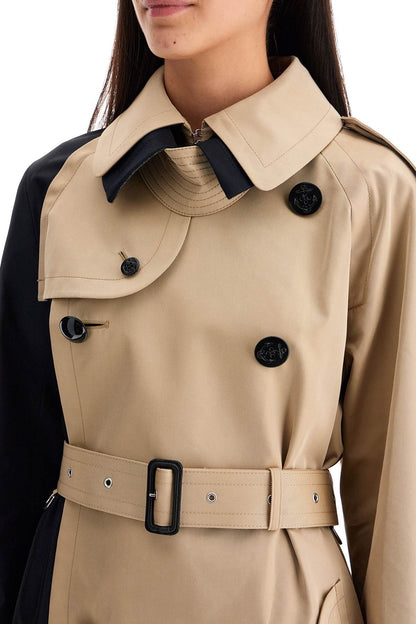 &quot;color block gabardine trench