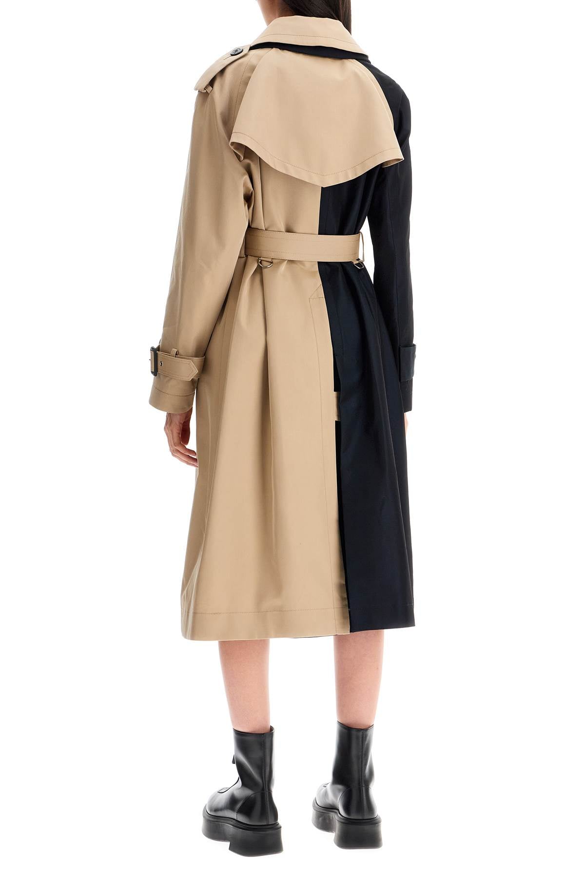 &quot;color block gabardine trench