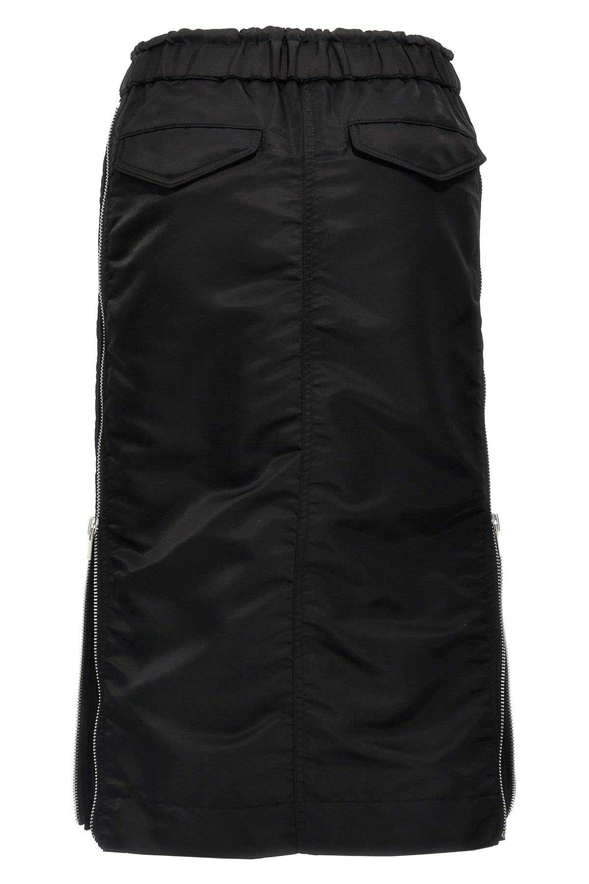 nylon twill midi skirt