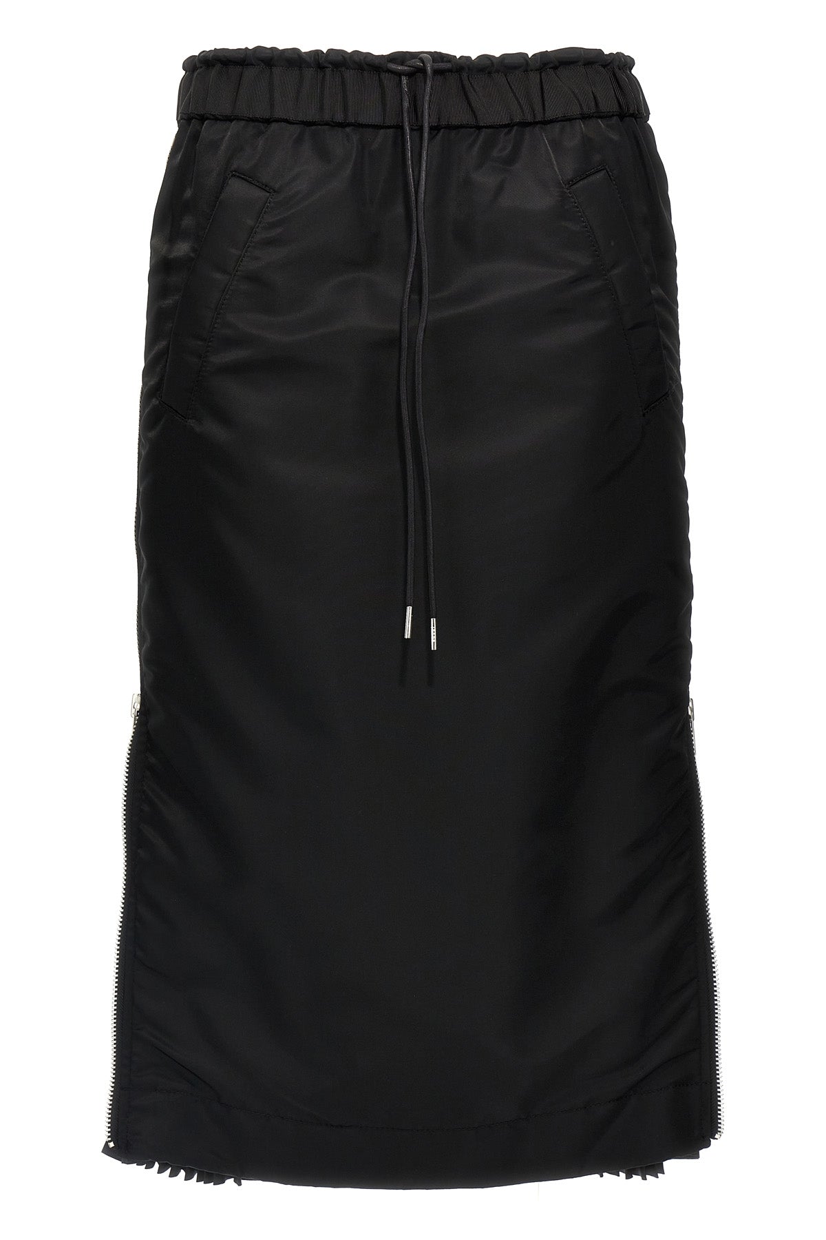 nylon twill midi skirt