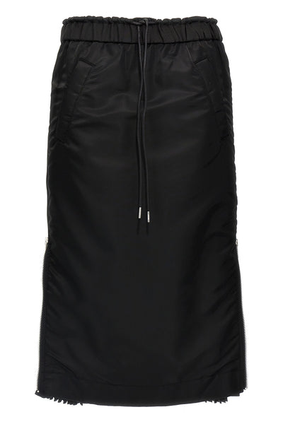 nylon twill midi skirt