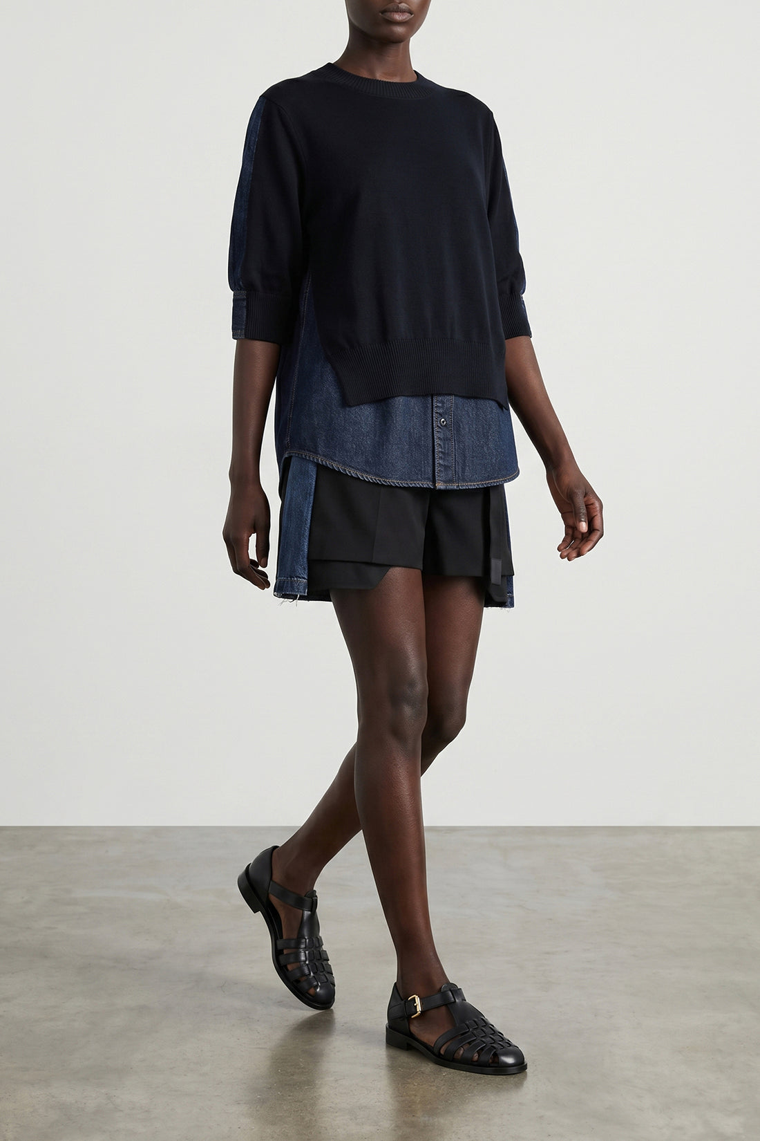 SACAI 1 shirt-style back in cotton denim