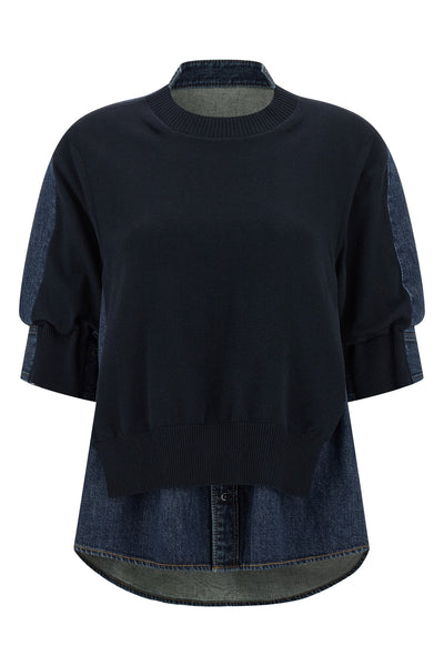 shirt-style back in cotton denim