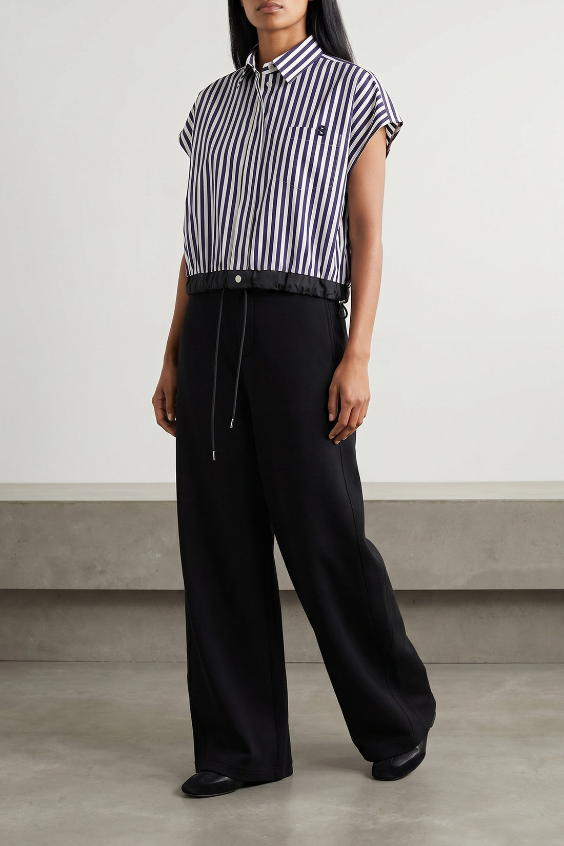 SACAI 3 striped cotton poplin shirt