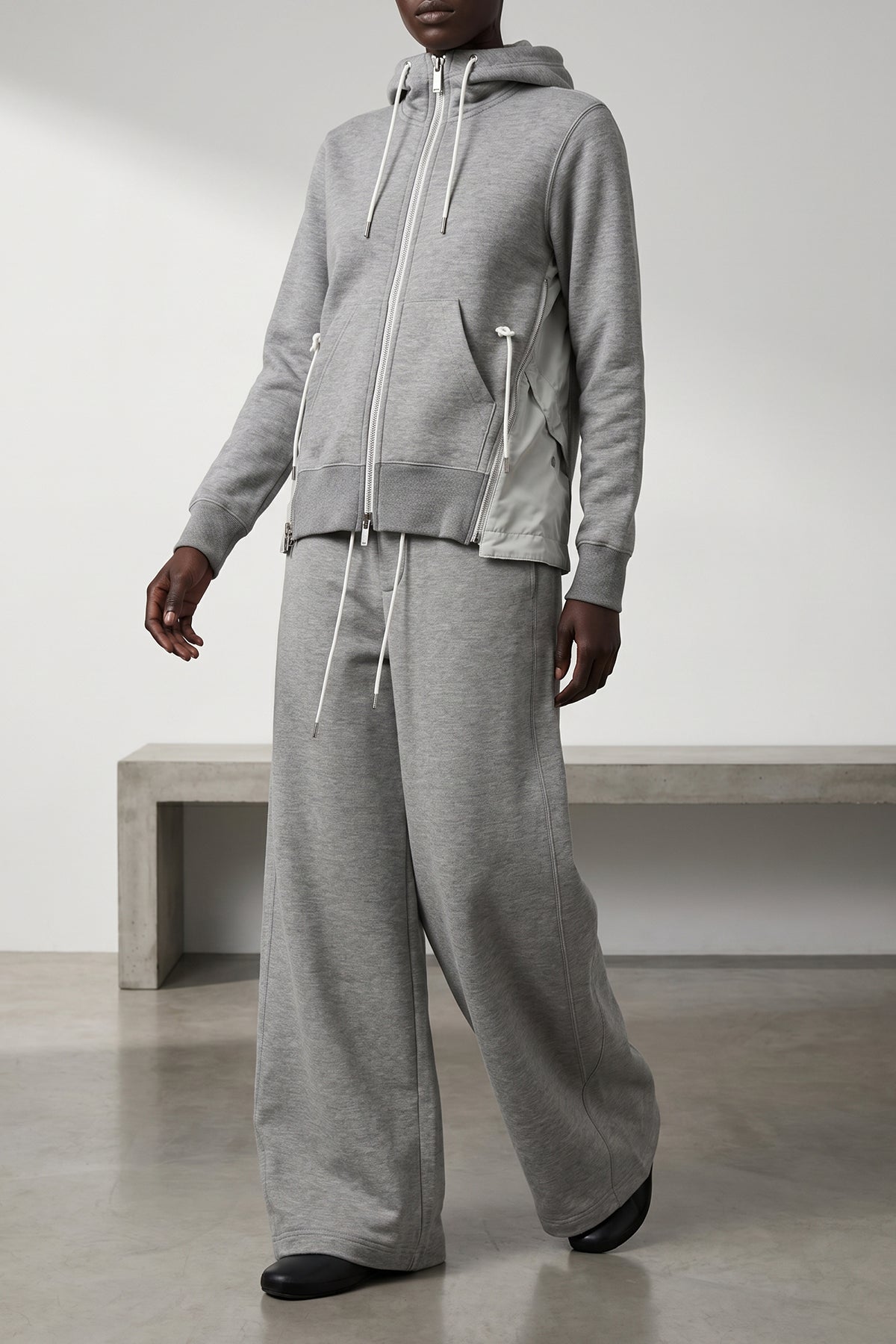 sponge hoodie in mélange cotton blend