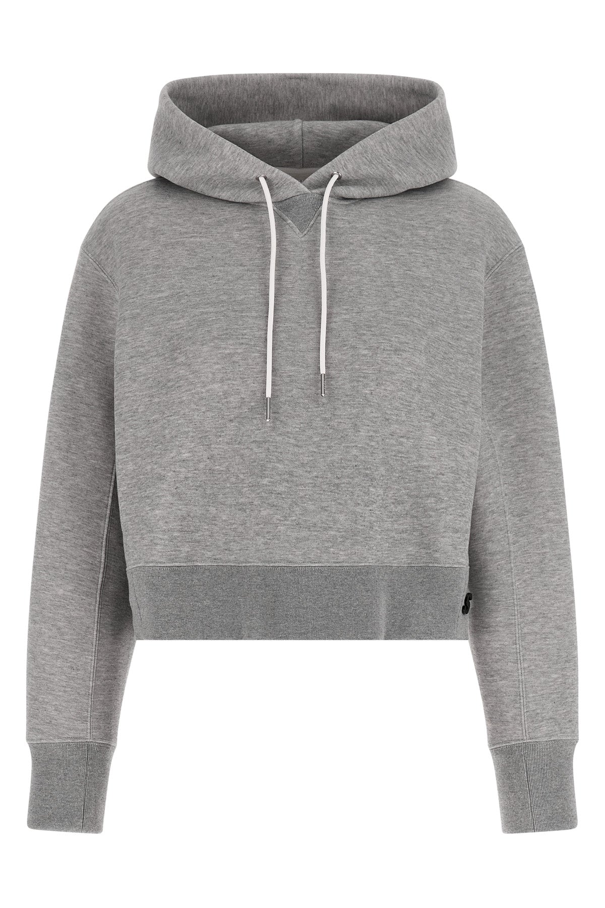 sponge cropped hoodie in mélange cotton blend