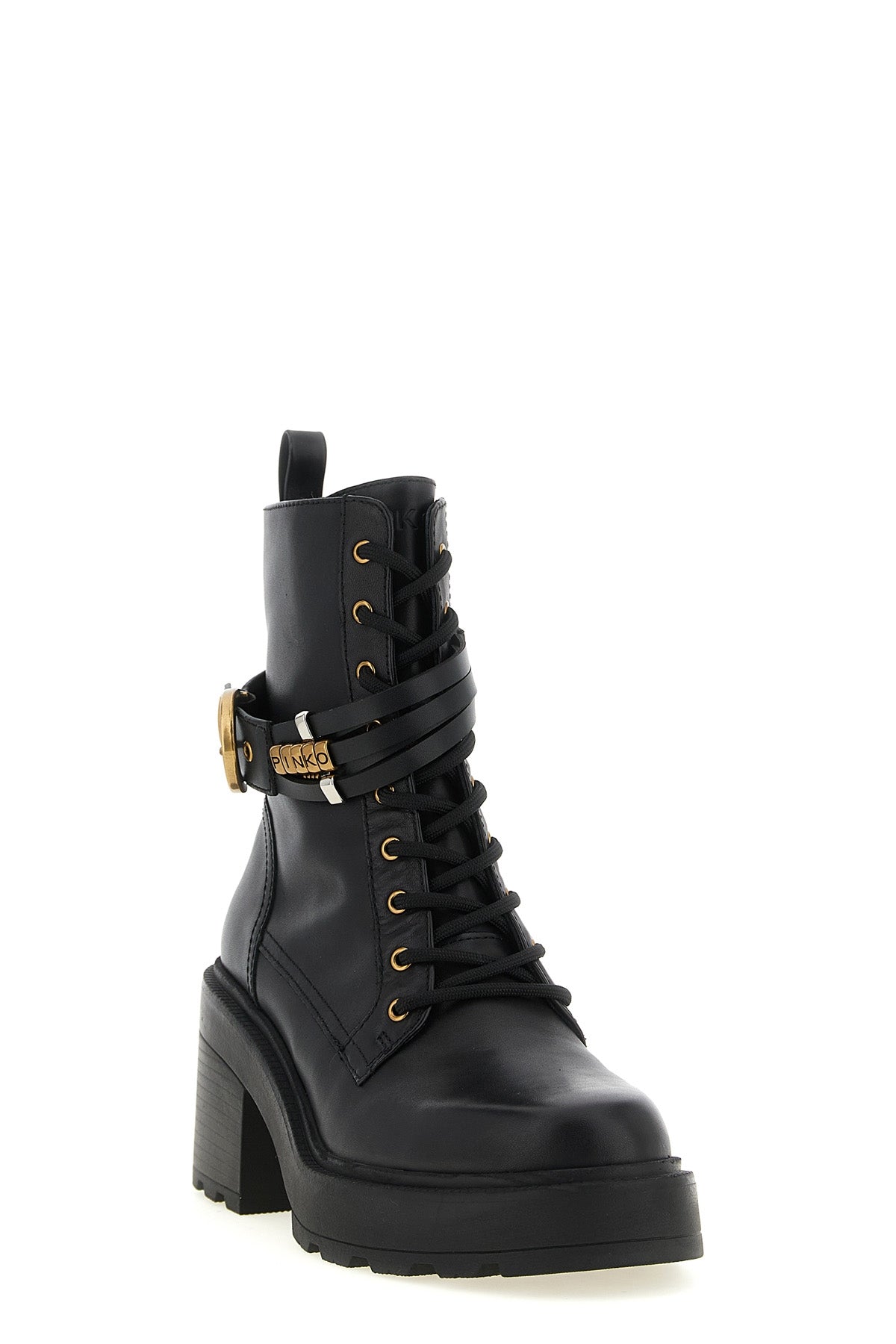 the pinko altea 01 ankle boots are made of fine black calf leather
