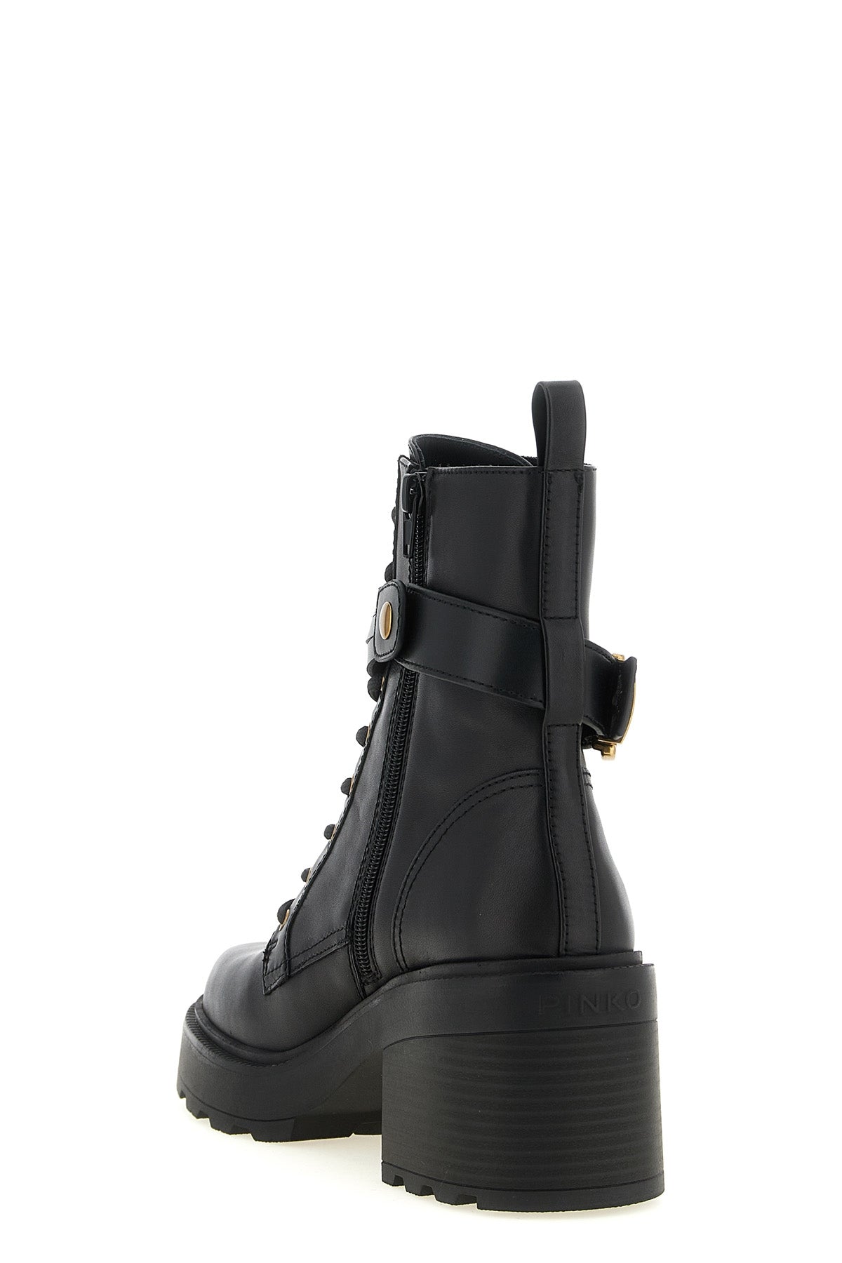 the pinko altea 01 ankle boots are made of fine black calf leather