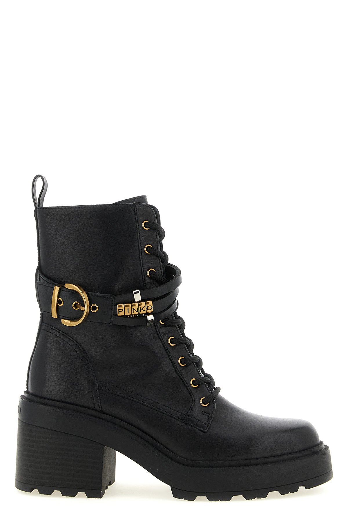 the pinko altea 01 ankle boots are made of fine black calf leather