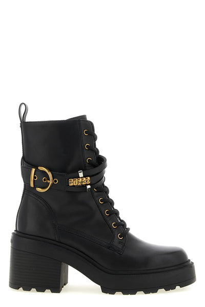 the pinko altea 01 ankle boots are made of fine black calf leather