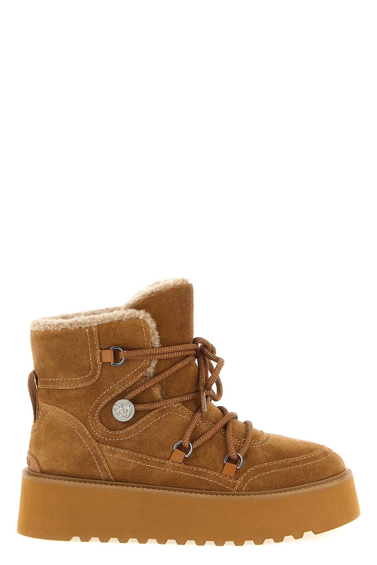 the pinko martina ankle boots redefine winter proportions through a structured