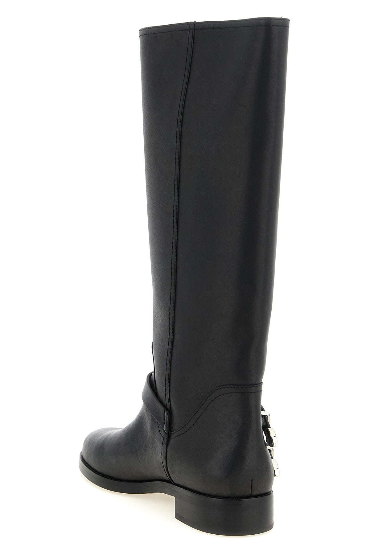 the pinko cheval high boots define the silhouette through a rigorous construct