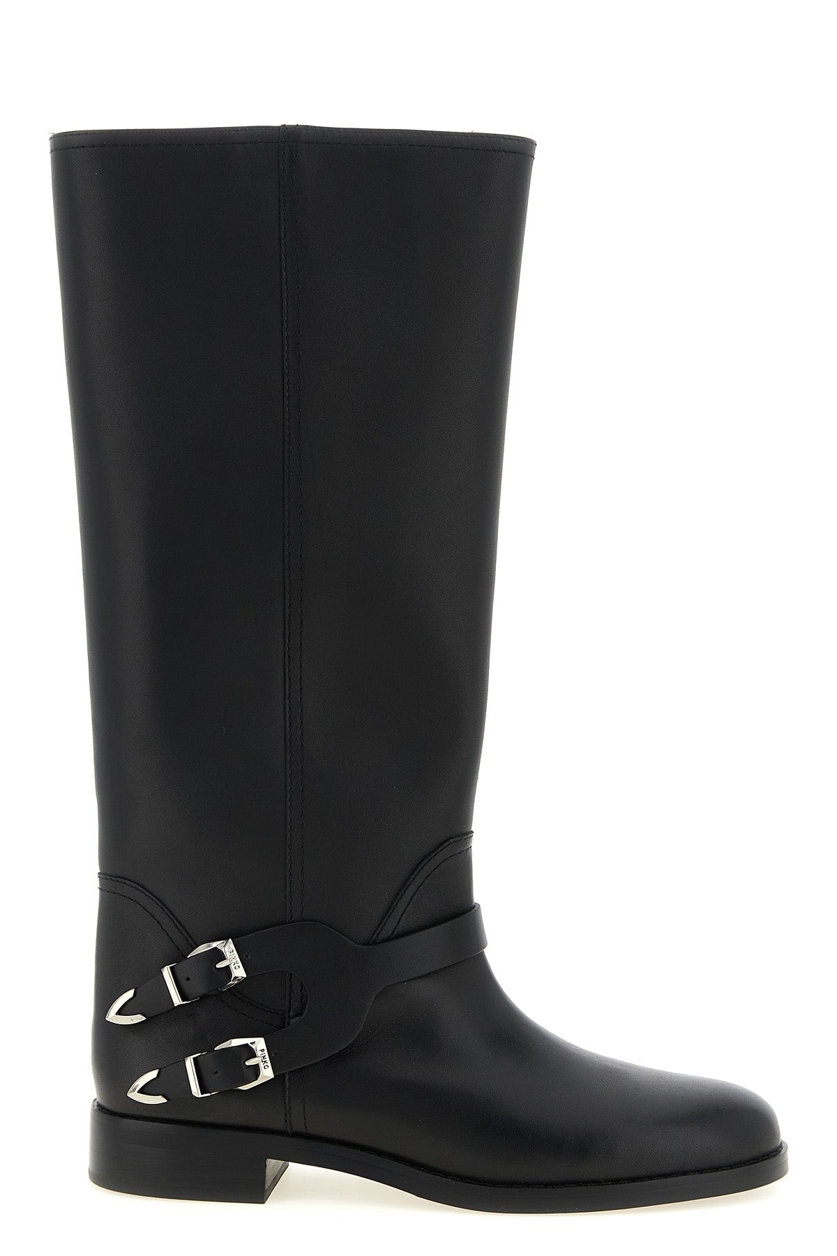 the pinko cheval high boots define the silhouette through a rigorous construct