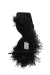 feather wrap satin sandals