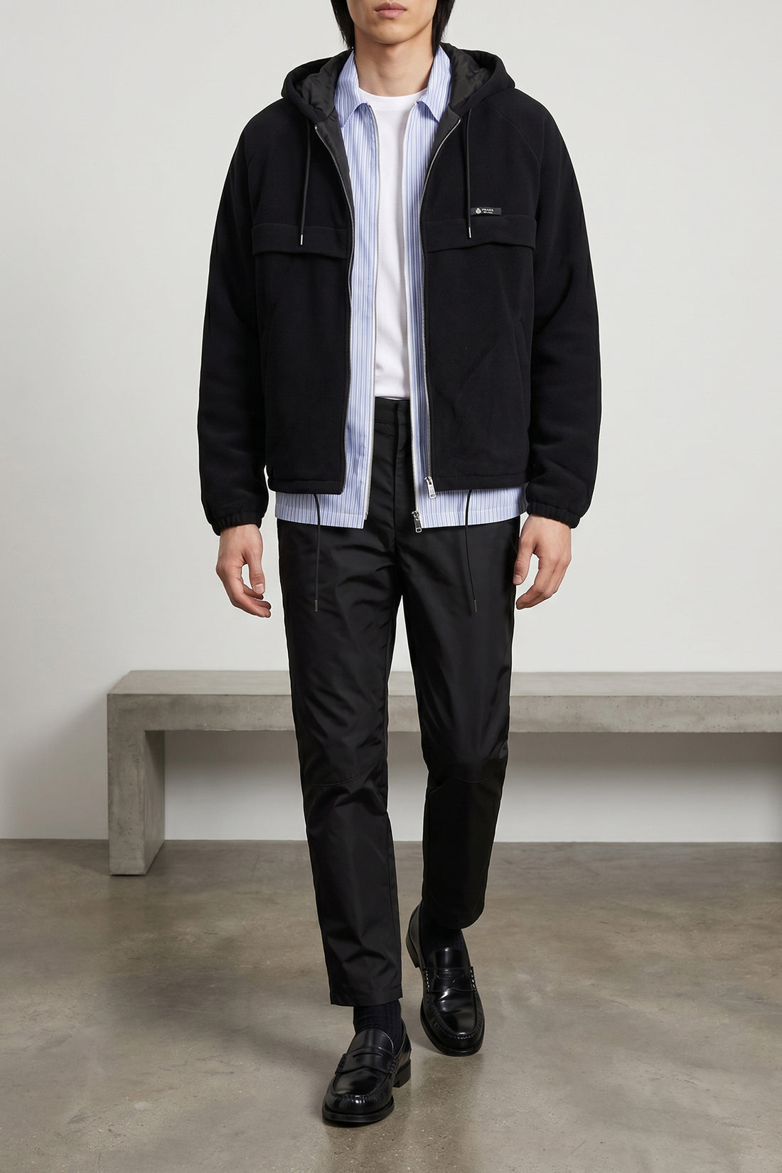 PRADA 48 tec fleece hooded jacket
