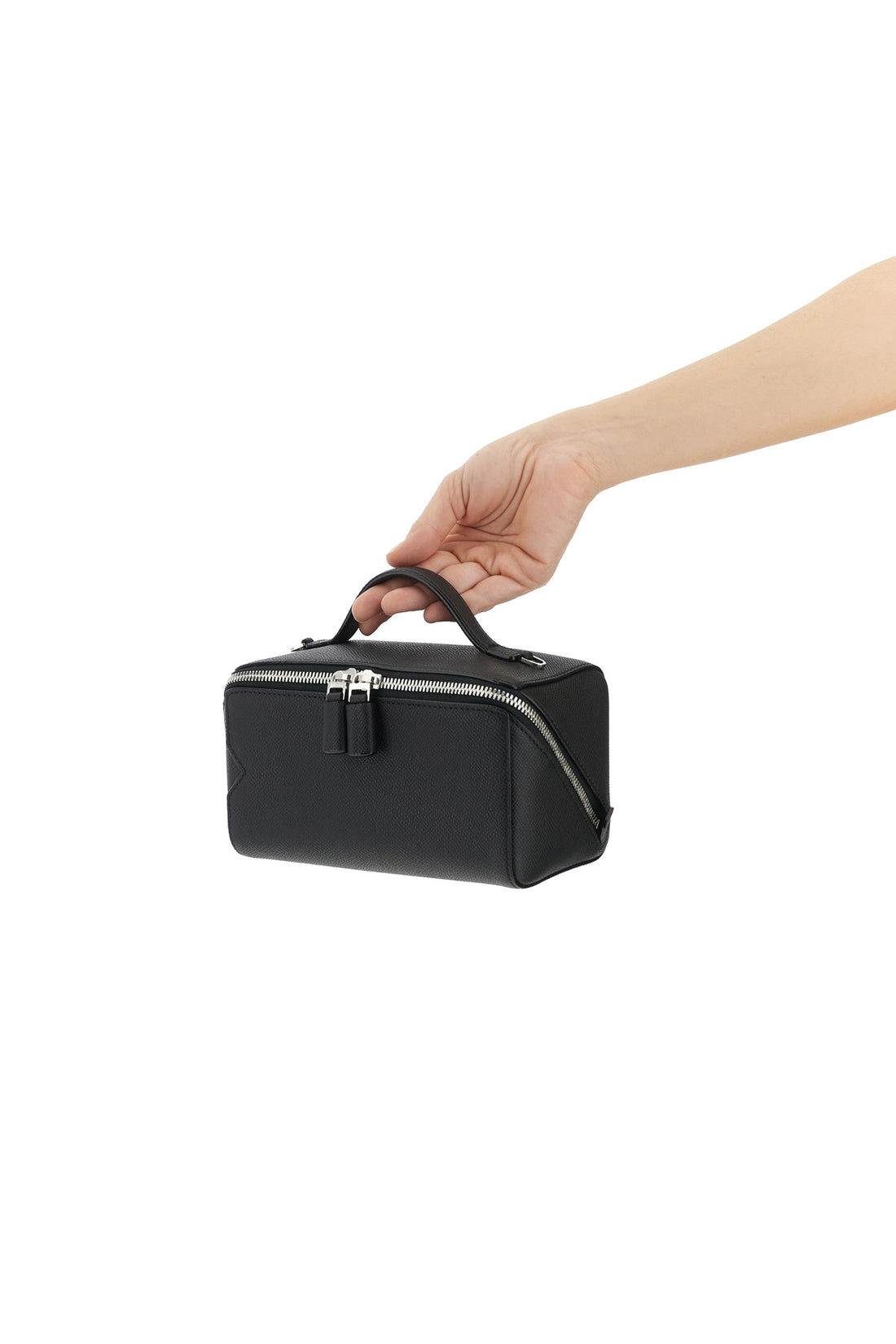 VALEXTRA OS v-line beauty case shoulder bag in millepunte leather