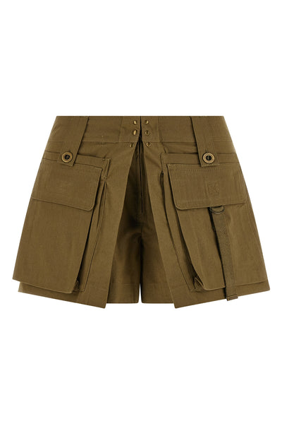 barta flared skort cotton canvas shorts