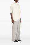 bi-material cotton asymmetric shirt