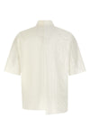 bi-material cotton asymmetric shirt