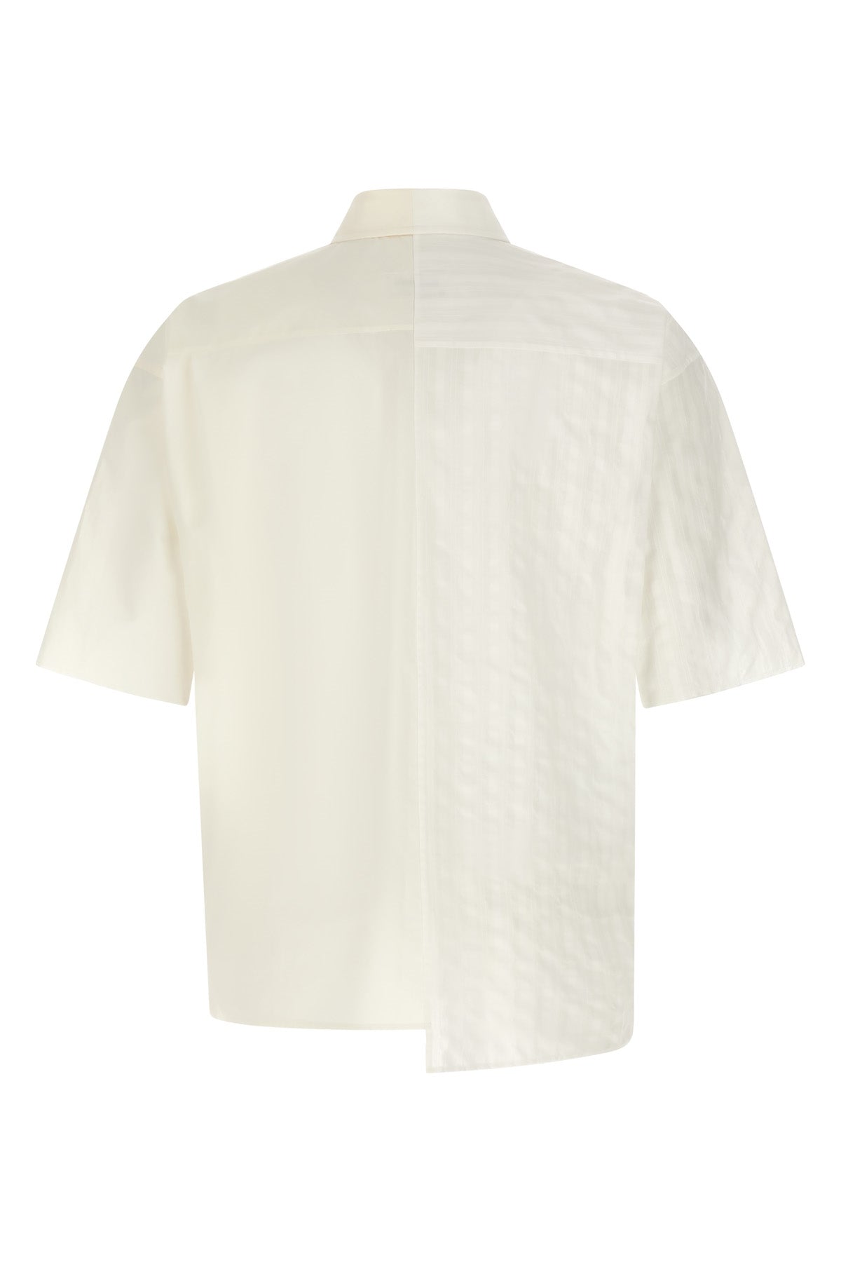 bi-material cotton asymmetric shirt