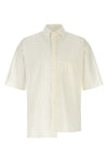bi-material cotton asymmetric shirt
