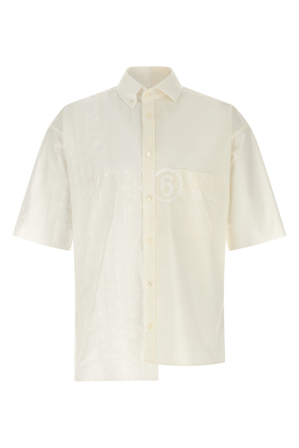bi-material cotton asymmetric shirt