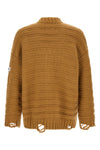 the mm6 maison margiela distressed cardigan in virgin wool blend