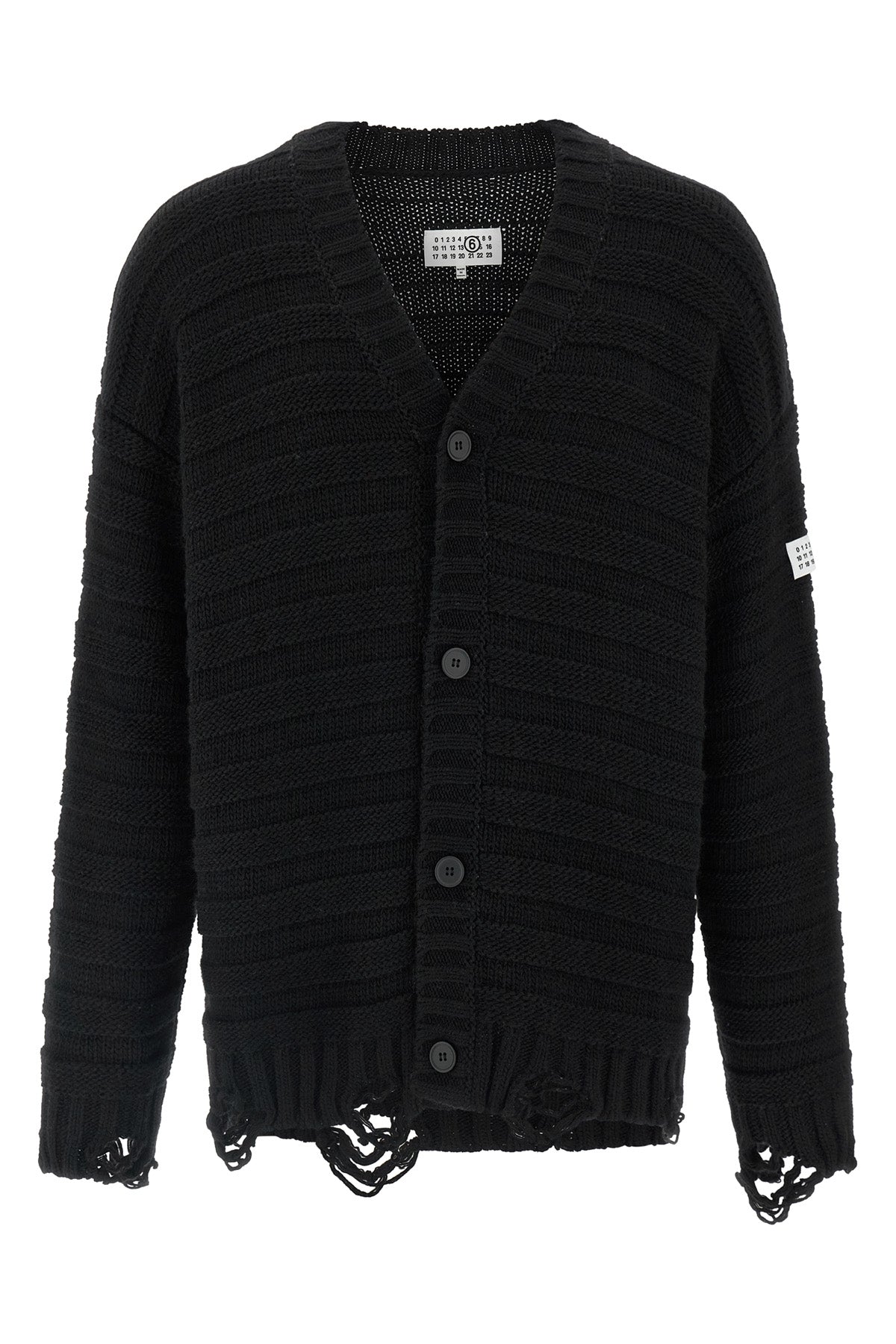 knitted distressed wool cardigan
