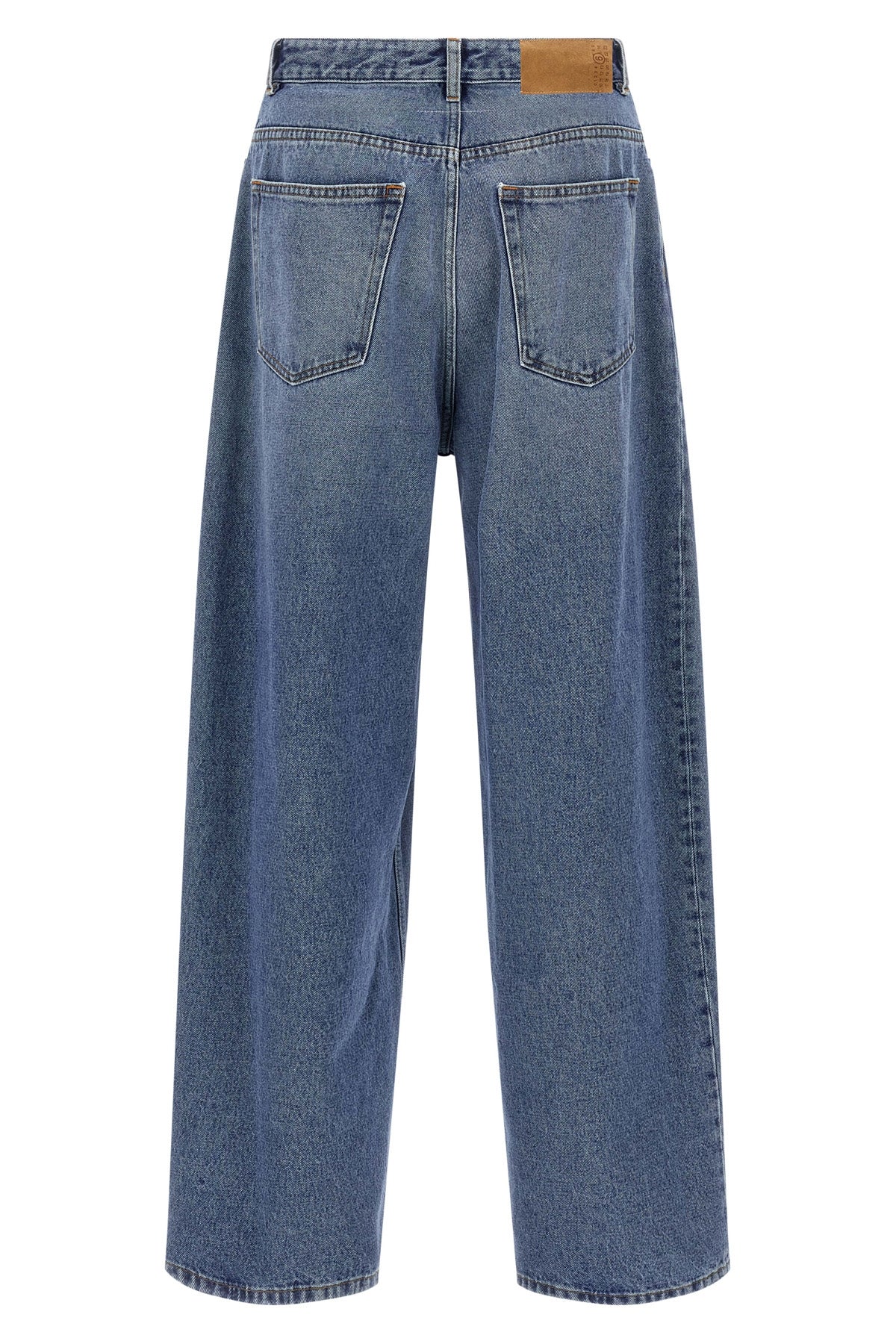 5 pockets wide leg jeans in cotton denim
