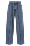 5 pockets wide leg jeans in cotton denim