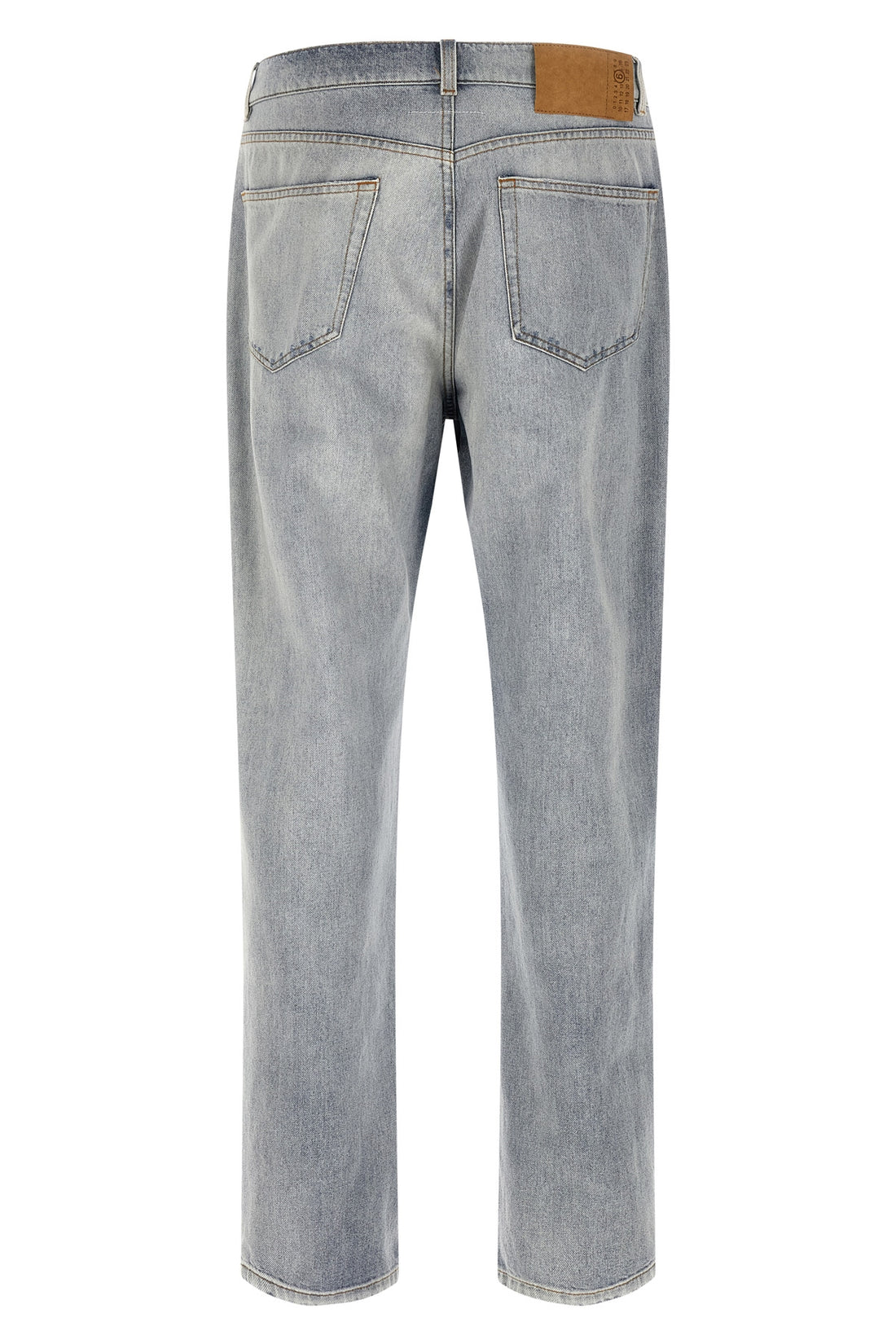 MM6 30 used-effect stone washed cotton denim jeans