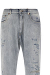 used-effect stone washed cotton denim jeans